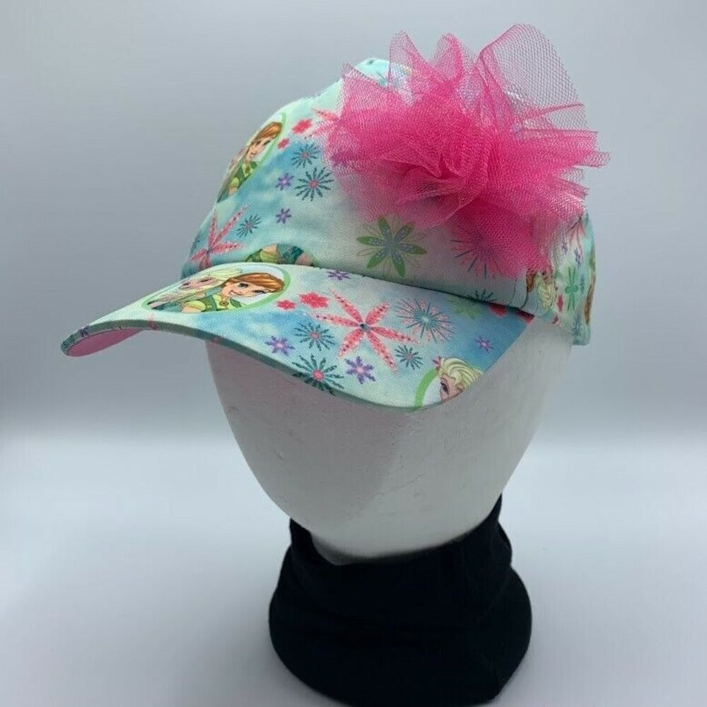 DISNEY Girls Frozen Anna & Elsa Baseball Cap Hat Adjustable One Size Blue Pink - Picture 6 of 9